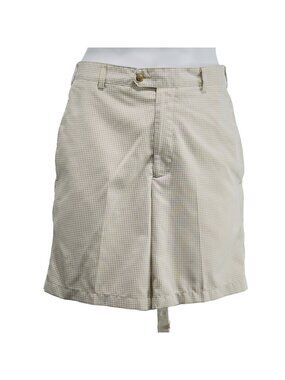DONALD ROSS Men's Performance Shorts Tan Checked Deep Front Pockets Size 33